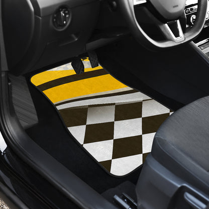 Checkered Flag Racing Style Car Floor Mats Front Back