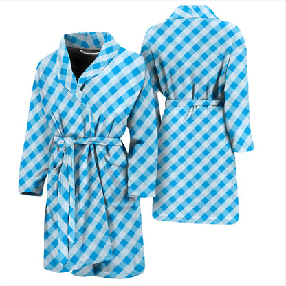Gingham Print Design LKS401 Men Bathrobe