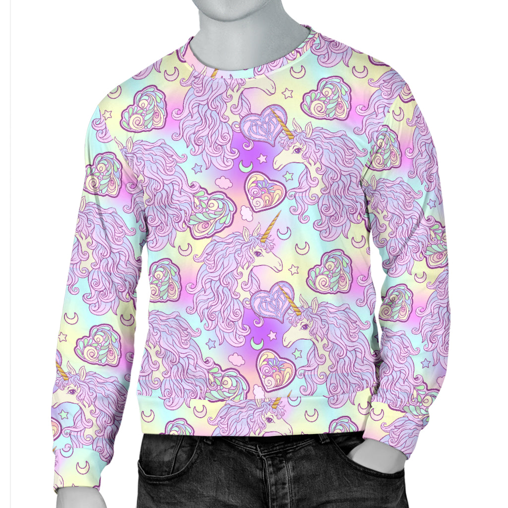 Unicorn Rainbow Star Heart Print Men Long Sleeve Sweatshirt