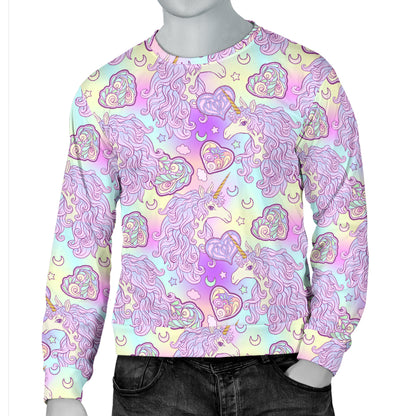 Unicorn Rainbow Star Heart Print Men Long Sleeve Sweatshirt