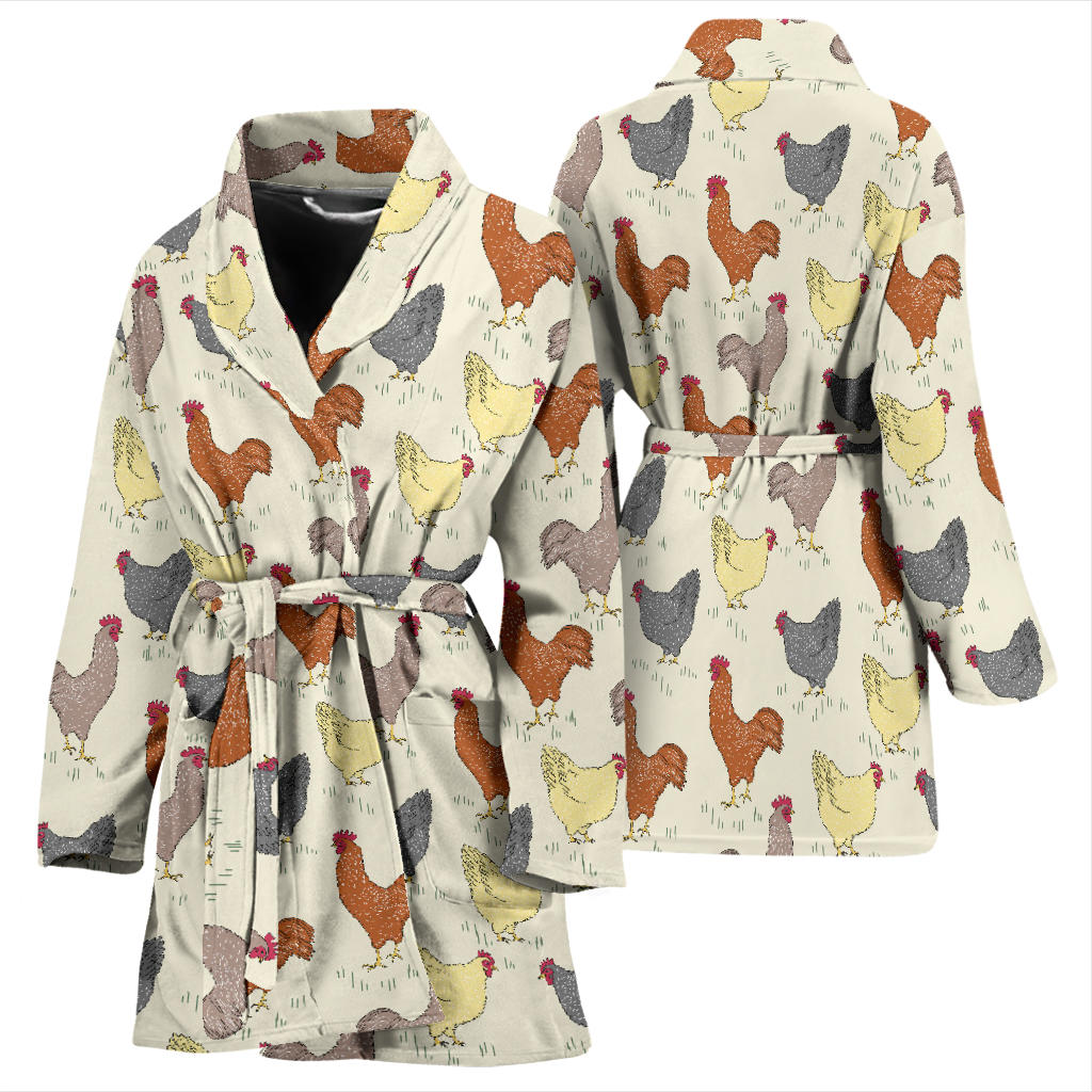 Chicken Pattern Print Design 05 Women Bathrobe