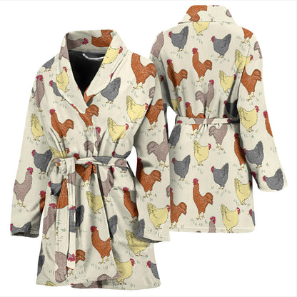 Chicken Pattern Print Design 05 Women Bathrobe