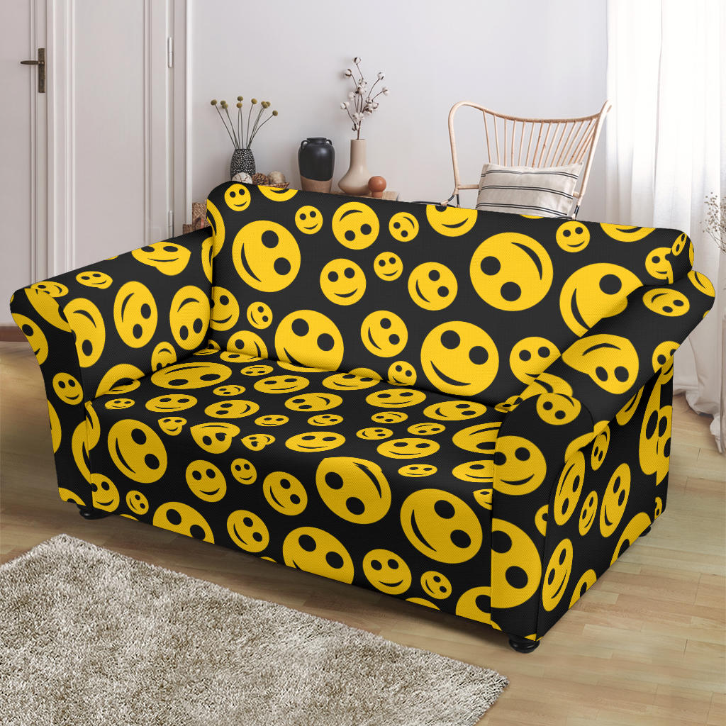 Smiley Face Emoji Print Design LKS304 Loveseat Couch Slipcover