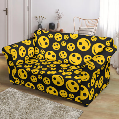 Smiley Face Emoji Print Design LKS304 Loveseat Couch Slipcover