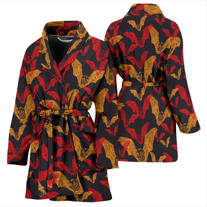 Bat Pattern Print Design 01 Women Bathrobe
