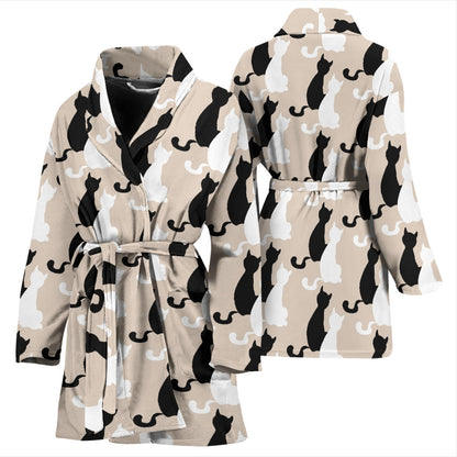 Cat Pattern Print Design 04 Women Bathrobe