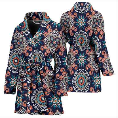 Bohemian Pattern Print Design 02 Women Bathrobe