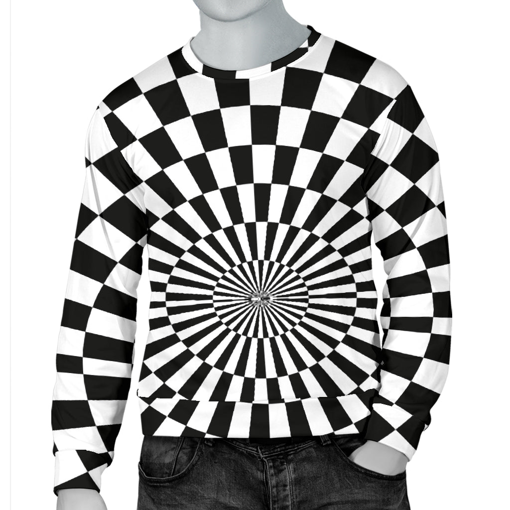 Checkered Flag Optical illusion Men Long Sleeve Sweatshirt