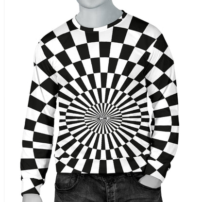 Checkered Flag Optical illusion Men Long Sleeve Sweatshirt