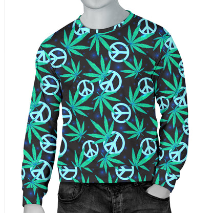 Peace Sign Themed Design Print Men Long Sleeve Sweatshirt