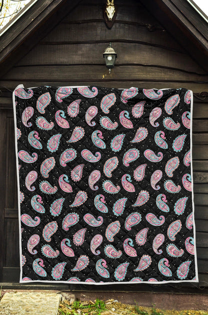 Paisley Pink Design Mandala Print Quilt Bedspread