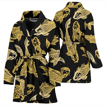 KOI Fish Pattern Print Design 03 Women Bathrobe