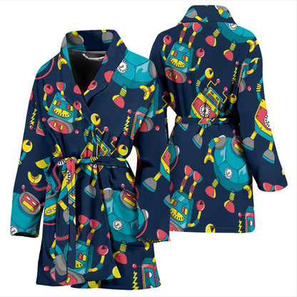 Robot Pattern Print Design A05 Women Bathrobe