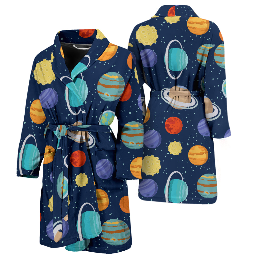 Planet With Star Print Design LKS303 Men Bathrobe