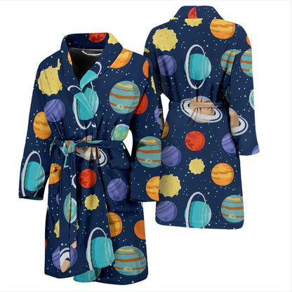Planet With Star Print Design LKS303 Men Bathrobe