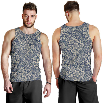 Elegant Floral Print Pattern Men Tank Top