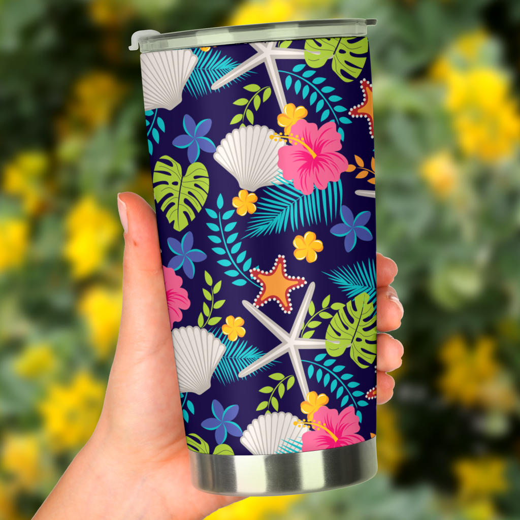 Beach Seashell Floral Theme Tumbler