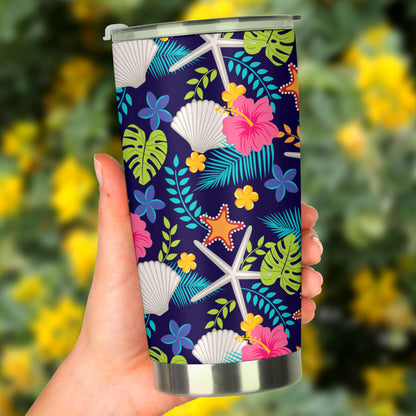 Beach Seashell Floral Theme Tumbler