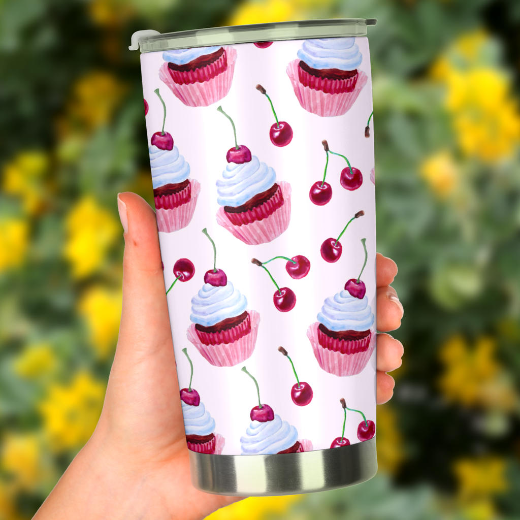 Cherry Cupcake Pink Pattern Tumbler