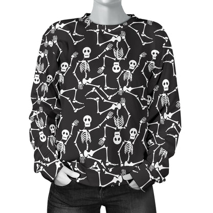 Skeleton Themed Print Women Long Sleeve Sweatshirt