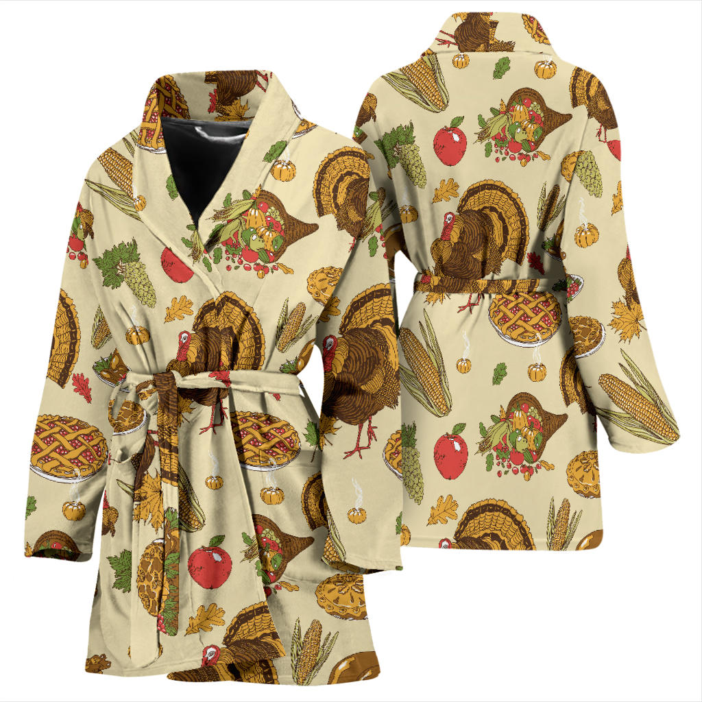Turkey Pattern Print Design 02 Women Bathrobe