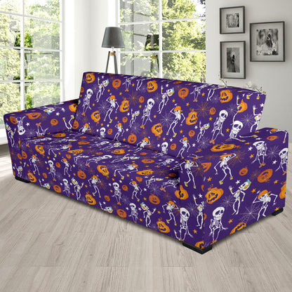 Skeleton Halloween Dance Print Design LKS304 Sofa Slipcover