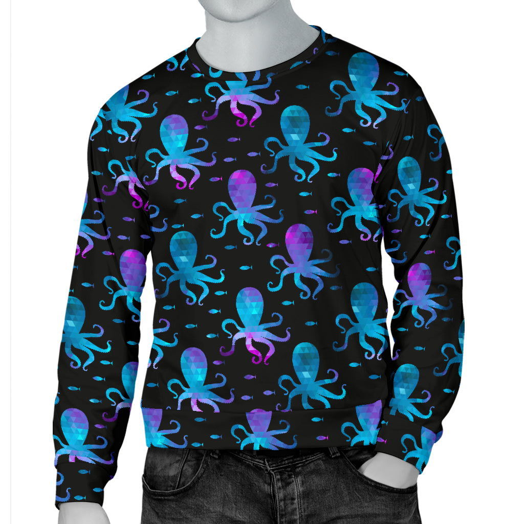 Octopus Blue Design Print Themed Men Long Sleeve Sweatshirt