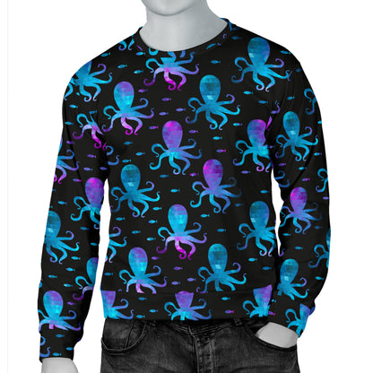Octopus Blue Design Print Themed Men Long Sleeve Sweatshirt