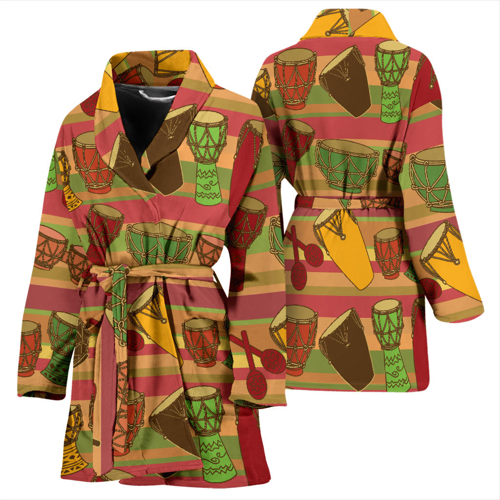 Percussion Pattern Print Design 01 Women Bathrobe