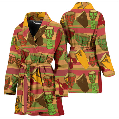 Percussion Pattern Print Design 01 Women Bathrobe