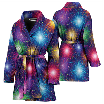 Firework Colorful Print Design LKS301 Women Bathrobe