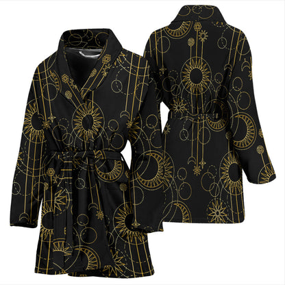 Moon Boho Style Pattern Print Design 01 Women Bathrobe