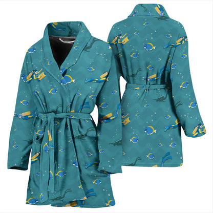 Scuba Driving Pattern Print Design LKS306 Women Bathrobe