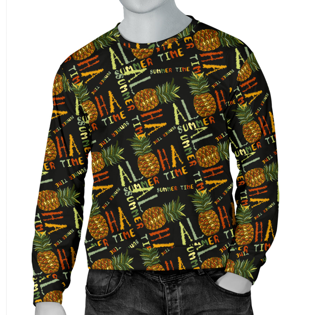 Aloha Hawaii Time Design Themed Print Men Long Sleeve Sweatshirt