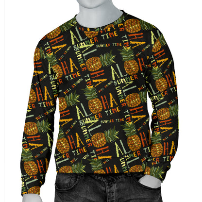 Aloha Hawaii Time Design Themed Print Men Long Sleeve Sweatshirt