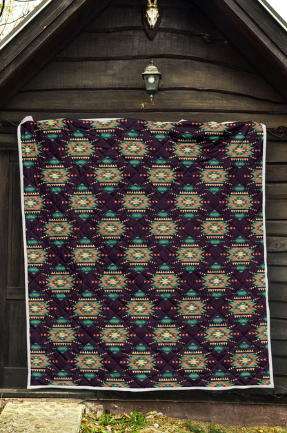 Navajo Geometric Style Print Pattern Quilt Bedspread