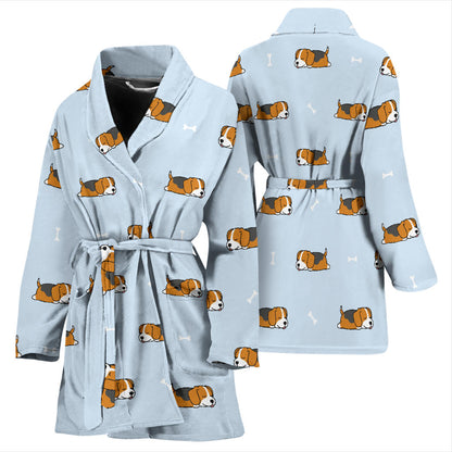 Beagle Pattern Print Design 06 Women Bathrobe