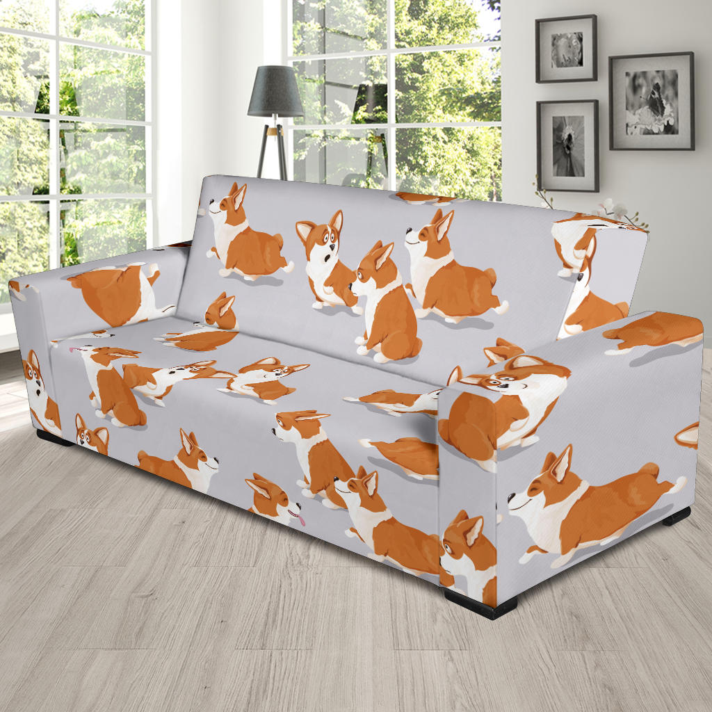 Pembroke Welsh Corgis Pattern Print Design A04 Sofa Slipcover
