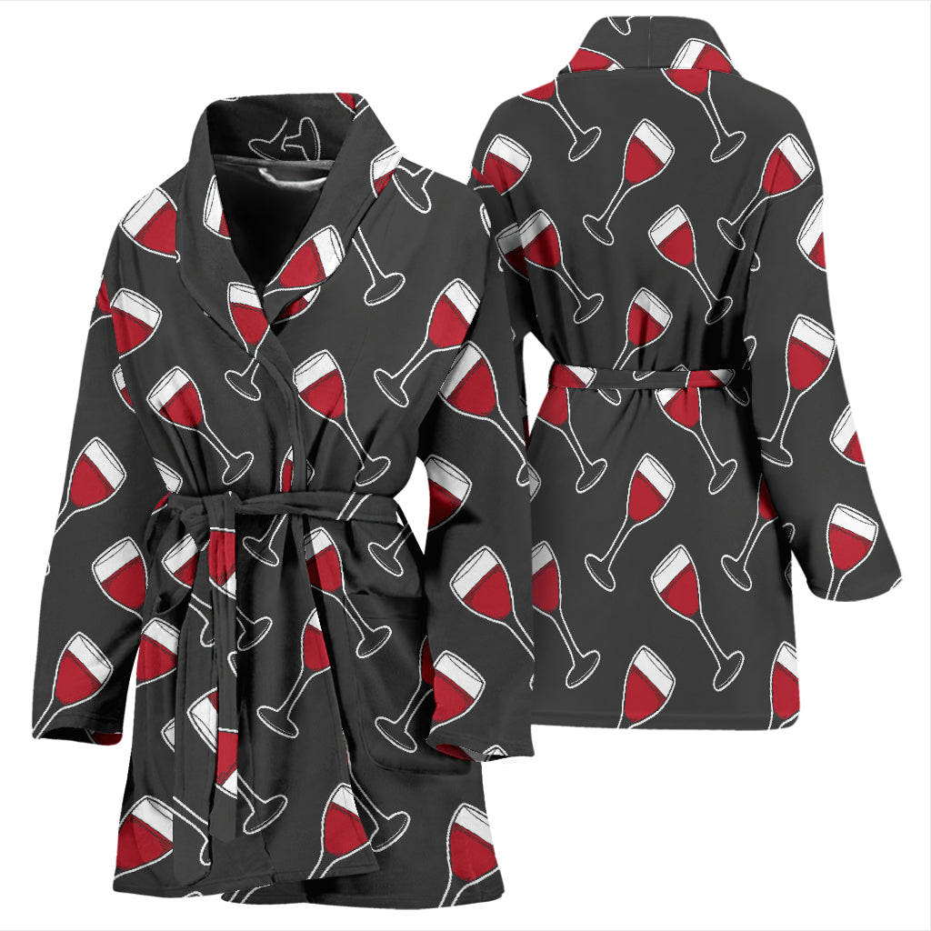 Wine Print Design LKS308 Women Bathrobe