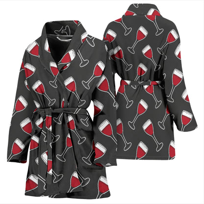 Wine Print Design LKS308 Women Bathrobe