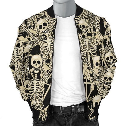 Skeleton Design Print Men Bomber Jacket