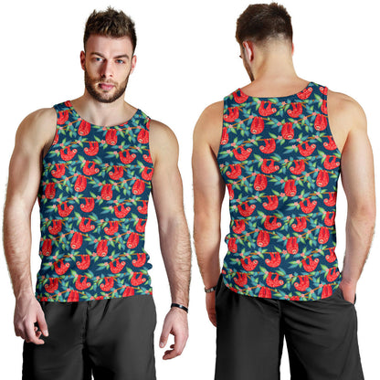 Sloth Red Design Themed Print Men Tank Top