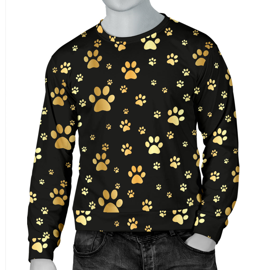 Paw Gold Print Men Long Sleeve Sweatshirt