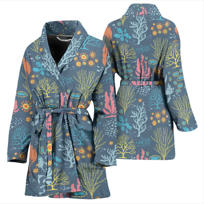 Seaweed Print Design LKS304 Women Bathrobe