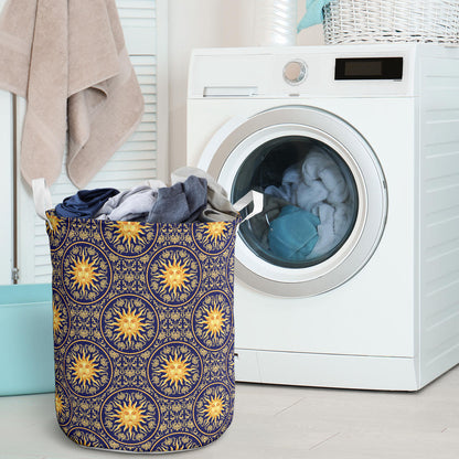 Celestial Gold Sun Face Laundry Basket