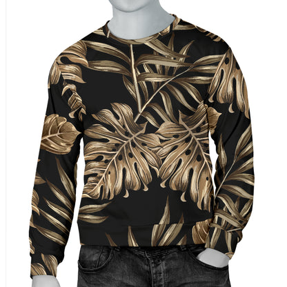 Brown Tropical Palm Leaves Men Long Sleeve Sweatshirt