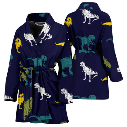 T Rex Pattern Print Design A07 Women Bathrobe