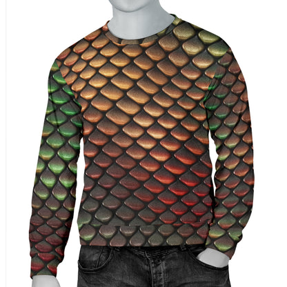 Snake Skin Colorful Print Men Long Sleeve Sweatshirt