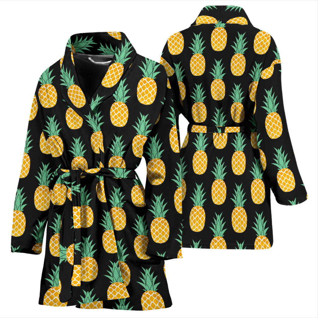 Pineapple Pattern Print Design A03 Women Bathrobe