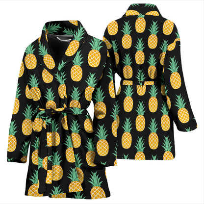 Pineapple Pattern Print Design A03 Women Bathrobe